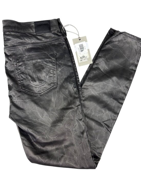 Smalls X True Religion Denim - Smalls X True Religion Mid Rise Halle Coated Skinny Jeans 30 Black Vtg USA Retro